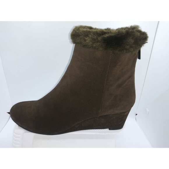 $250 Aquatalia Brown Suede Ankle Zip Up Lined Women's Boot Size 10 Made In Italy - Picture 7 of 11